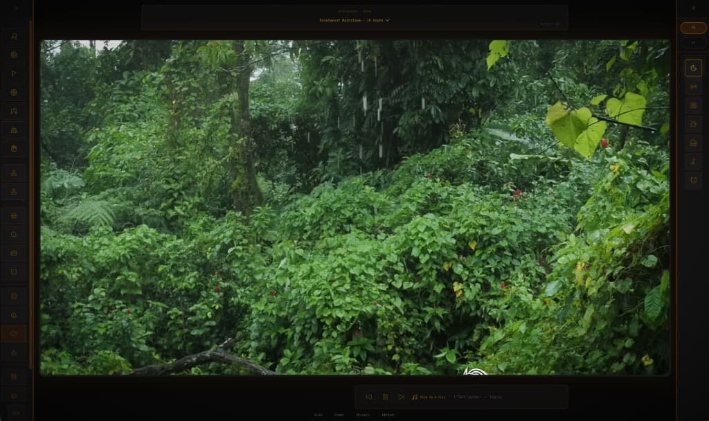 slowcast.net rain atmosphere — rainforest rainstorm channel